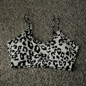 black and white cheetah print sports bra